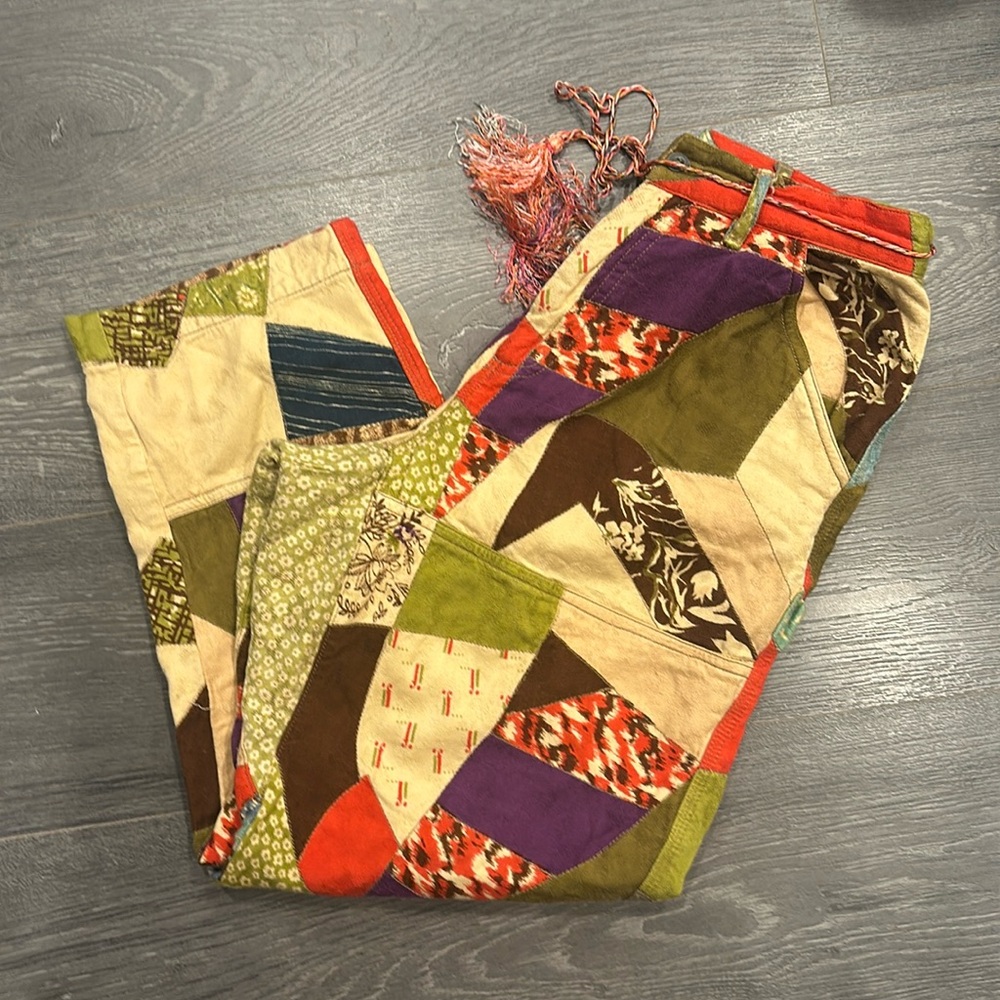 Kimchi Blue Boho Patchwork Pants With Tassel Tie - image 4